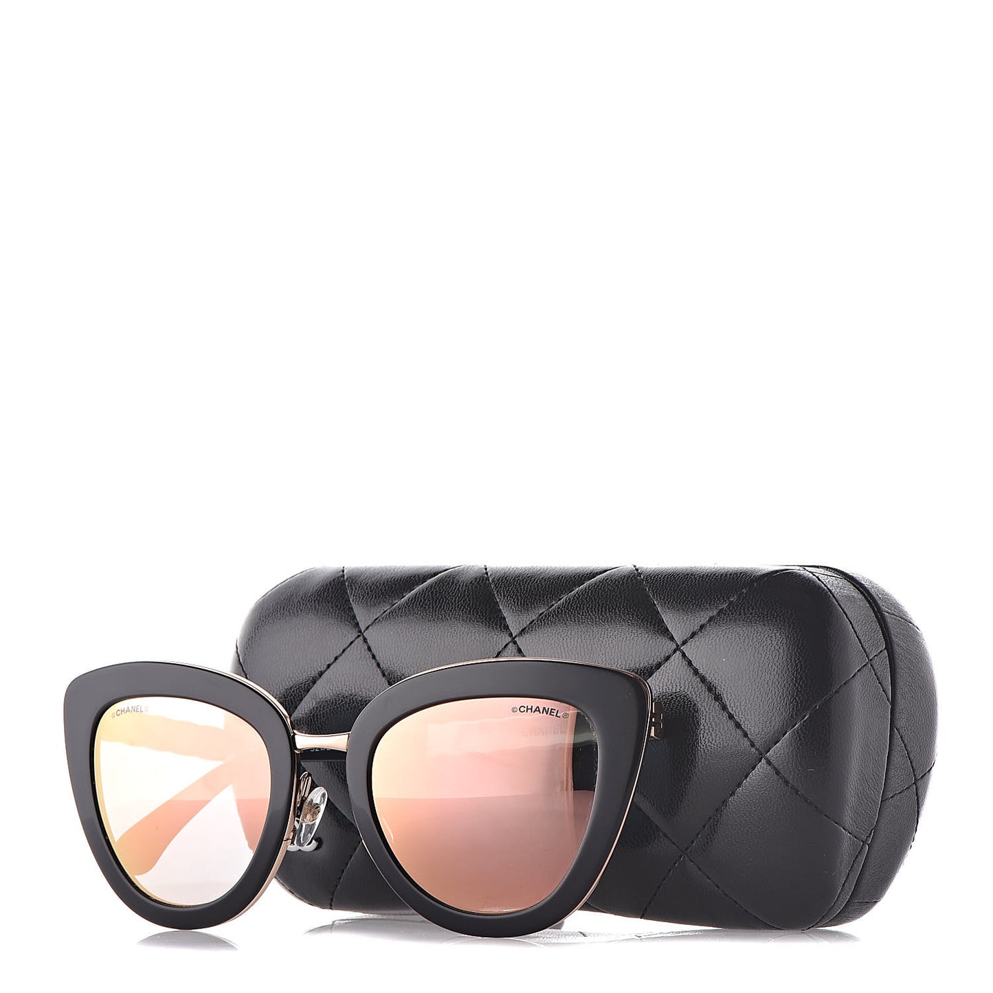 Cat Eye Quilted Sunglasses 5368 Black Pink