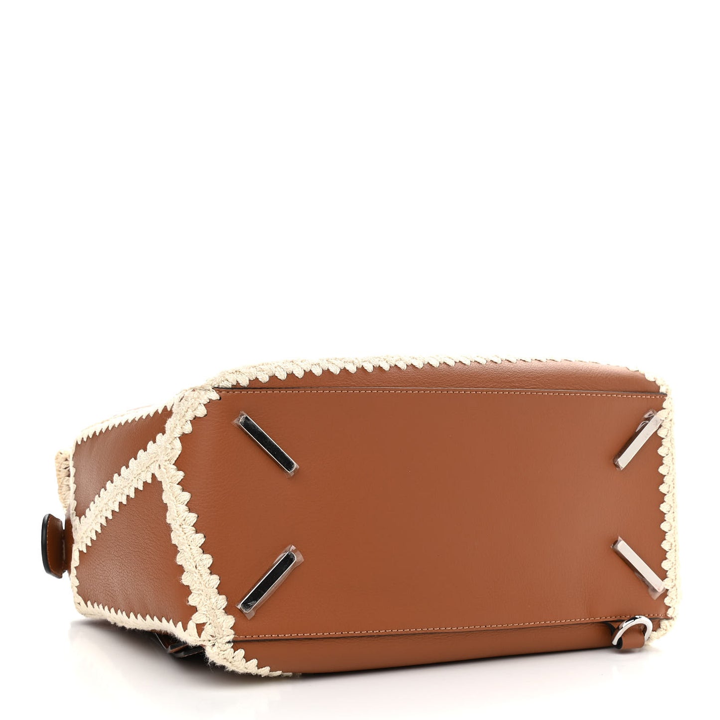 Calfskin Crochet Trim Medium Puzzle Bag Tan