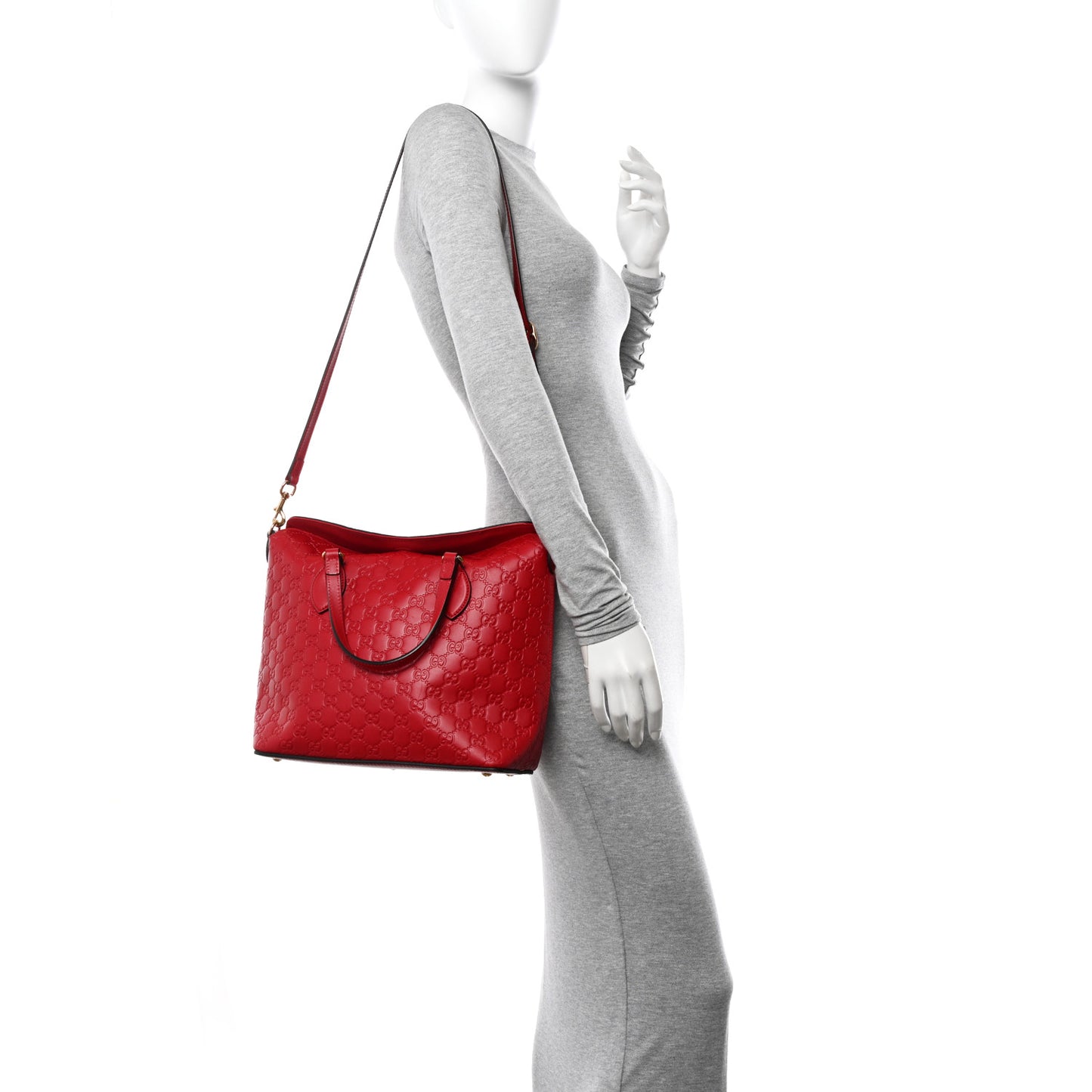 Guccissima Linea A Foldover Tote Red