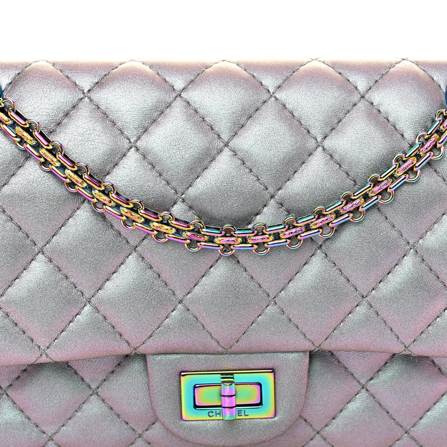 Iridescent Lambskin Quilted 2.55 Reissue 225 Flap Light Purple
