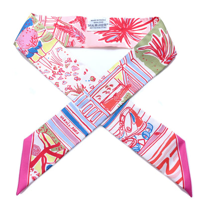 Hermes Silk Rayures D'ete Twilly Rose Bleu Vert 1 of 3
