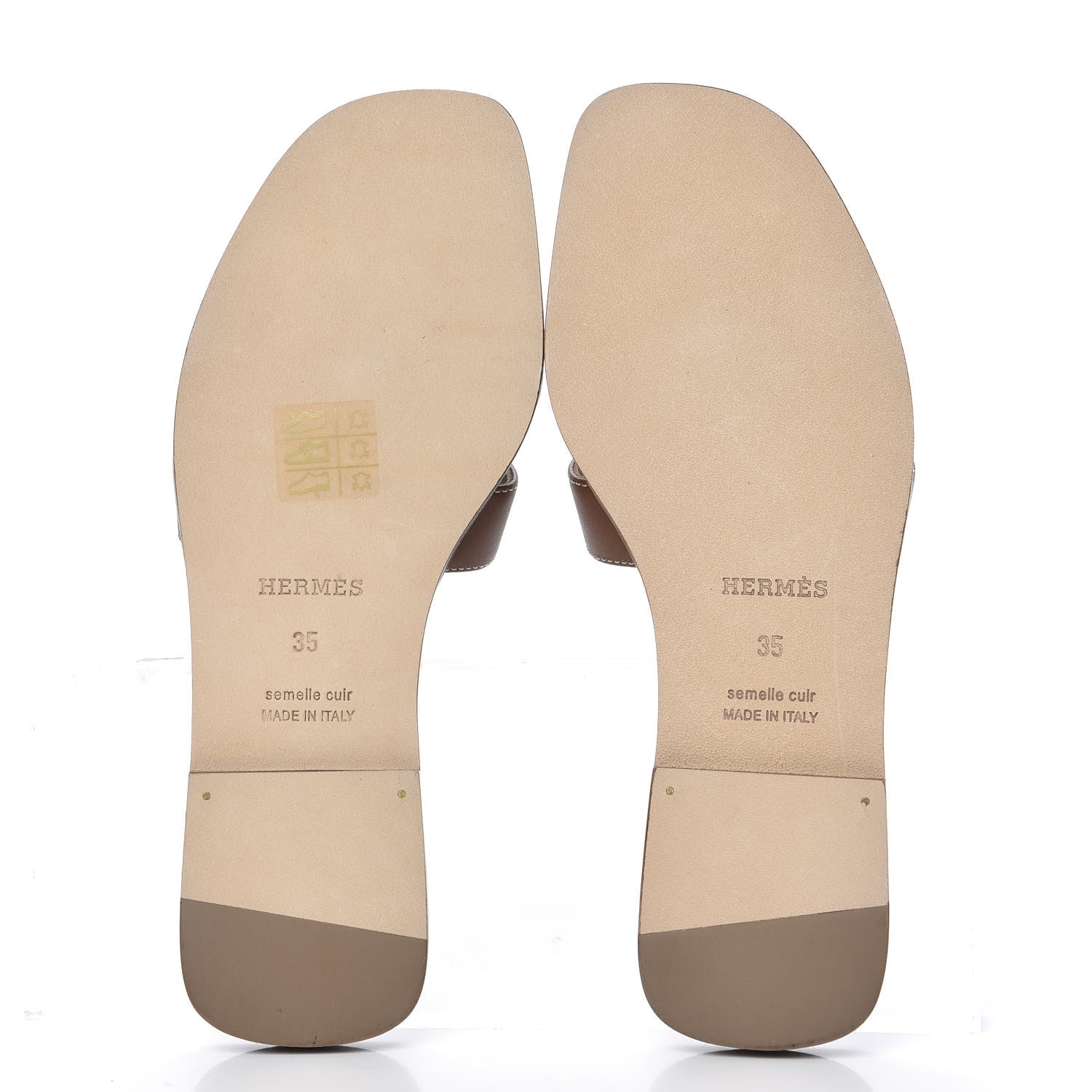 Hermes Box Calfskin Oran Sandals 35 Gold 5 of 9