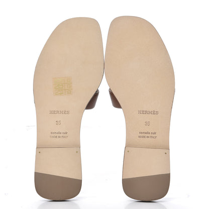 Hermes Box Calfskin Oran Sandals 35 Gold 5 of 9