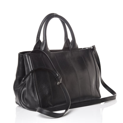 Prada Nappa Vertical Stitched Tote Black 4 of 14