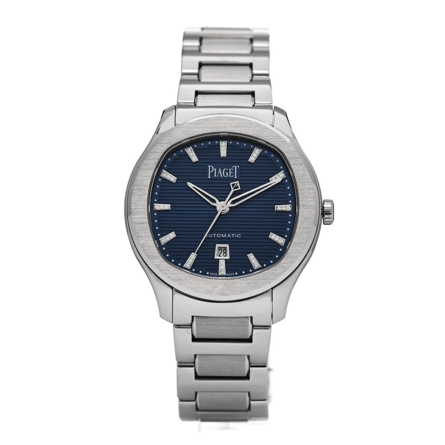 Stainless Steel Diamond 36mm Polo Date Automatic Watch Blue