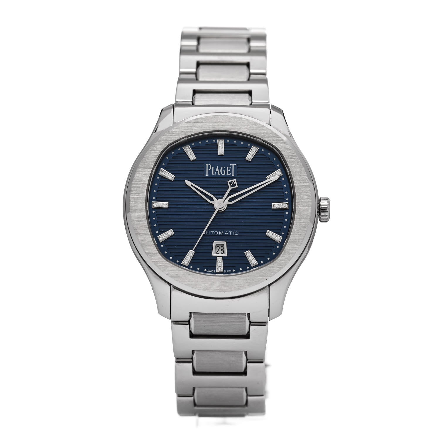 Piaget Stainless Steel Diamond 36mm Polo Date Automatic Watch Blue 1 of 5