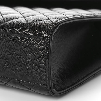 Saint Laurent Grain De Poudre Textured Mixed Matelasse Large Triquilt Monogram Satchel Black 9 of 9