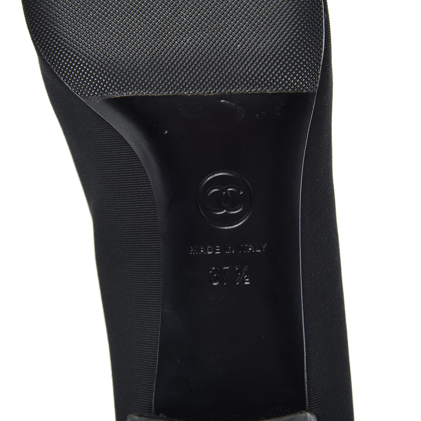 Grosgrain Patent Calfskin CC Cap Toe Pumps 37.5 Black