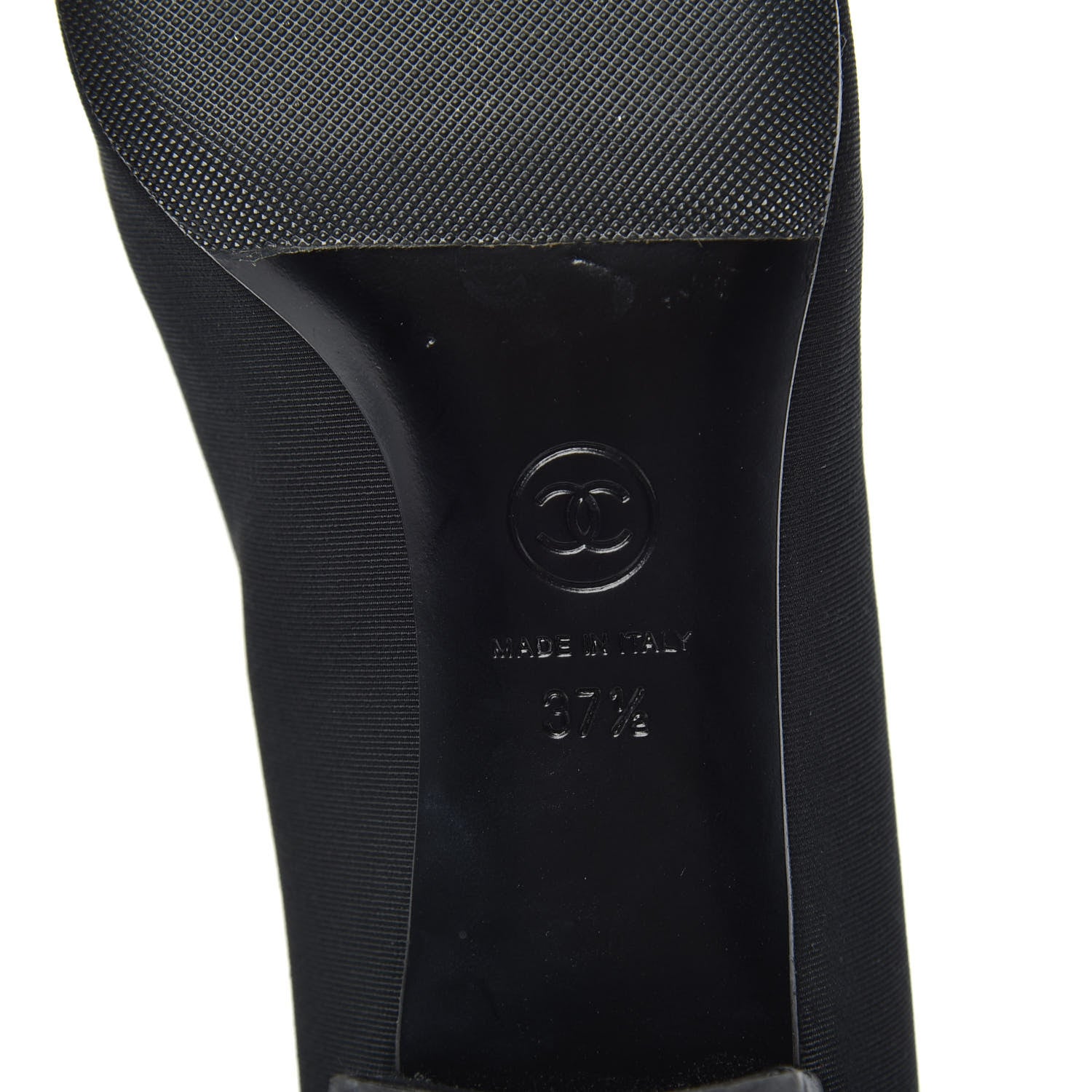 Chanel Grosgrain Patent Calfskin CC Cap Toe Pumps 37.5 Black 6 of 11