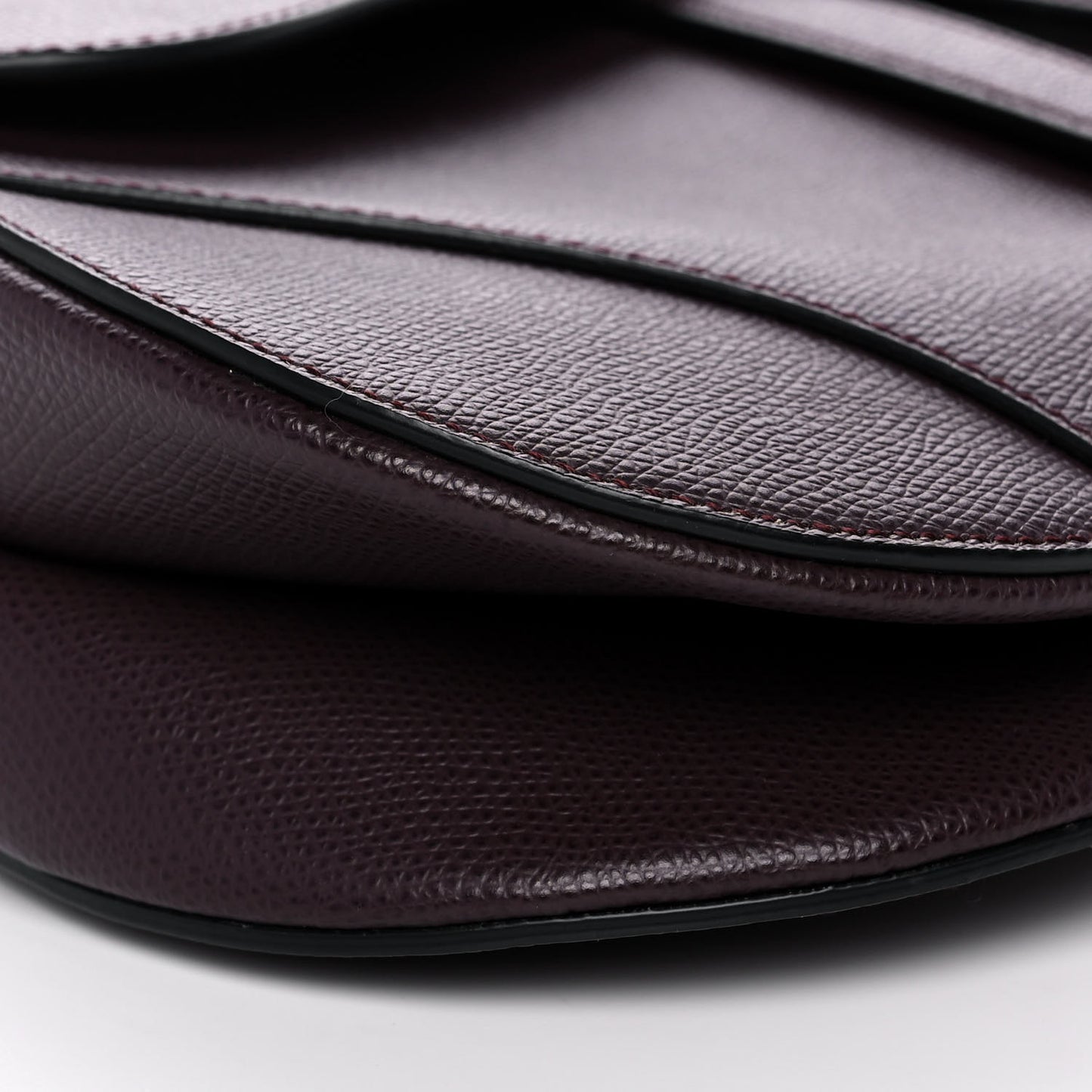 Grained Calfskin Saddle Bag Burgundy