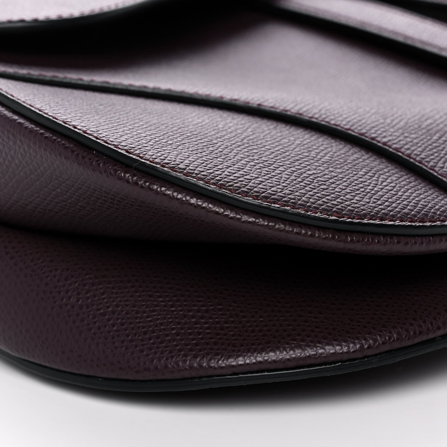 Christian Dior Grained Calfskin Saddle Bag Burgundy 8 of 9