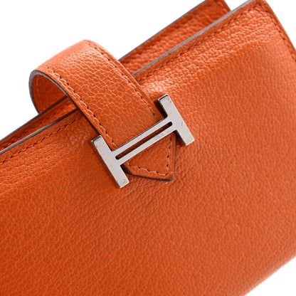 Hermes Chevre Mysore Bearn Card Holder Wallet Orange 10 of 11