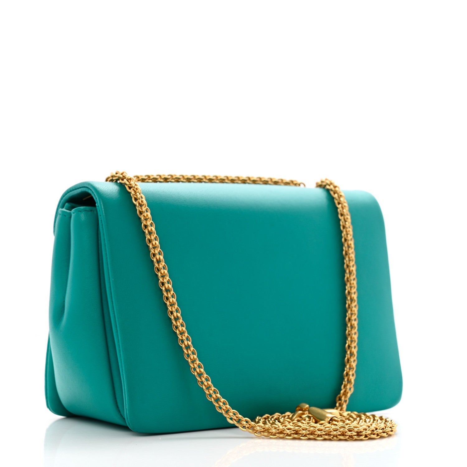 Valentino Garavani Nappa One Stud Chain Clutch Ultra Marine Green 2 of 12