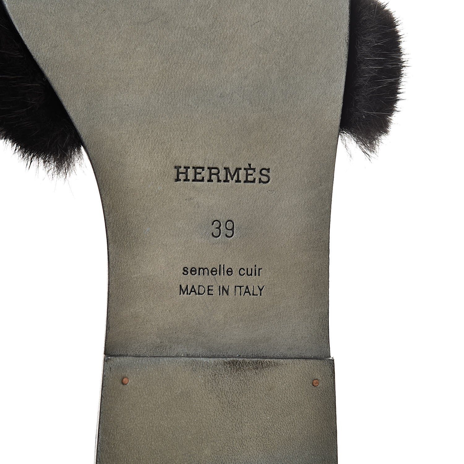 Hermes Mink Fur Sandals 39 Black 7 of 9
