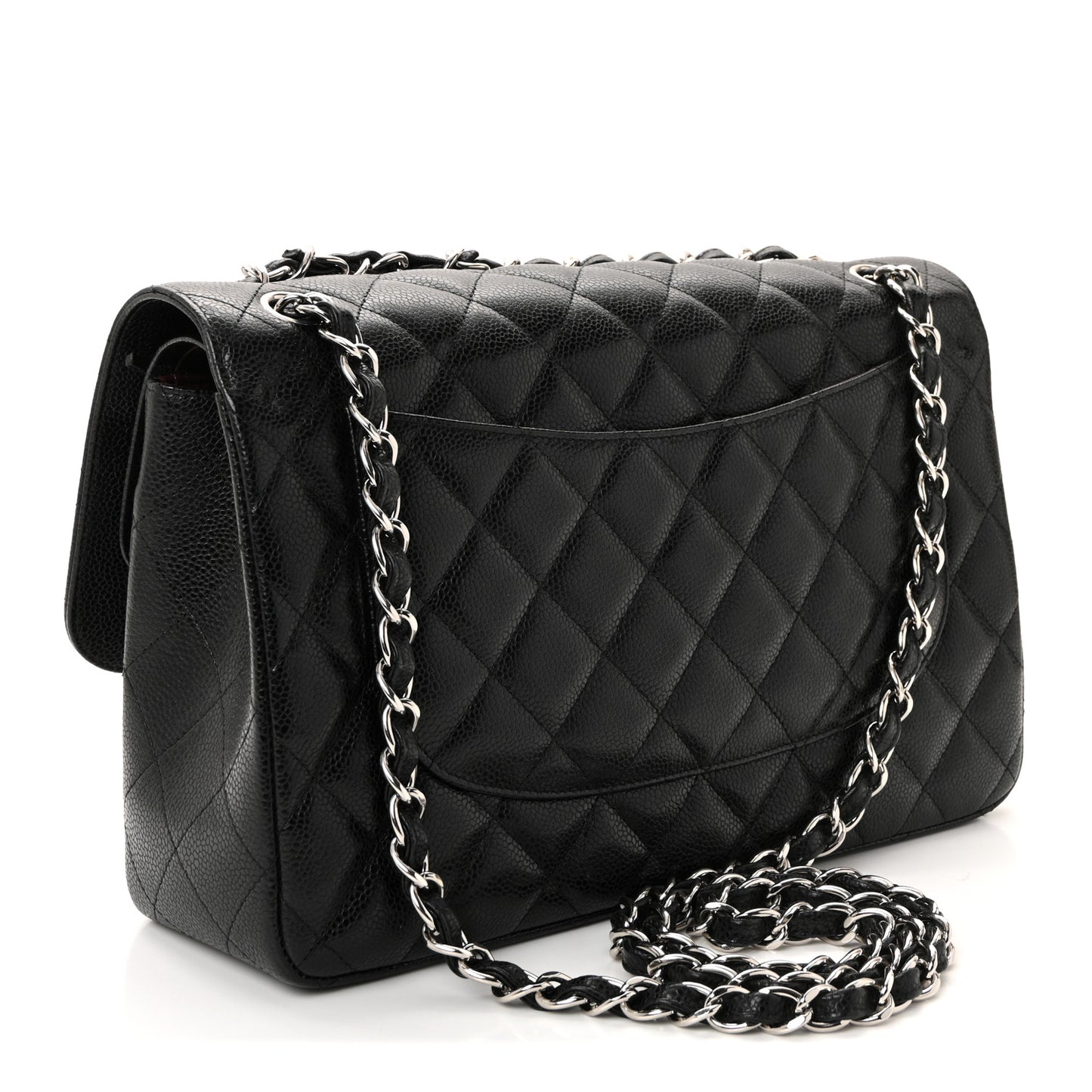 Caviar Quilted Jumbo Double Flap Black