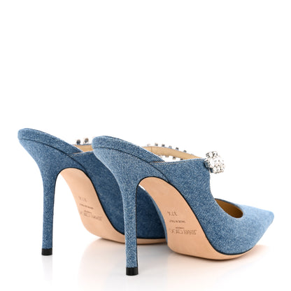 Jimmy Choo Denim Crystal Bing 100 Pumps 37.5 Blue 4 of 17