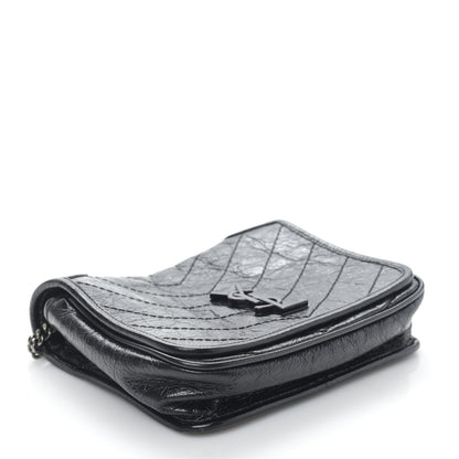 Saint Laurent Crinkled Calfskin Matelasse Monogram Niki Chain Wallet Black 4 of 9