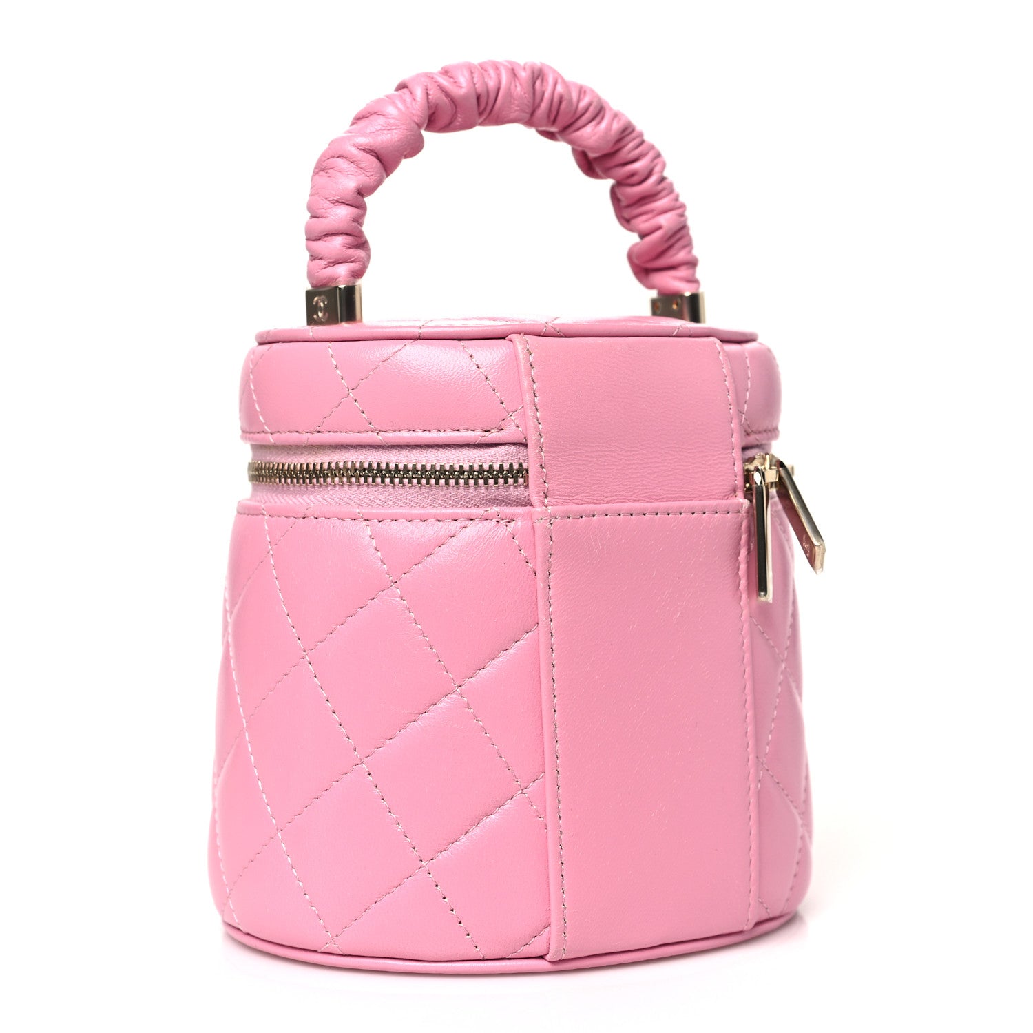 Chanel Lambskin Quilted Ruched Handle Vanity Case Pink 3 of 11