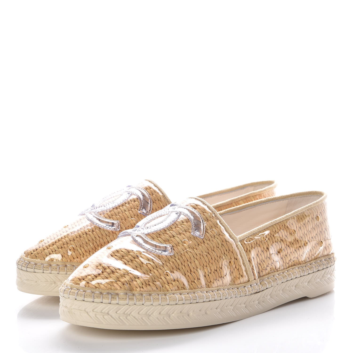 Chanel PVC Raffia CC Espadrilles 36 Beige 3 of 7