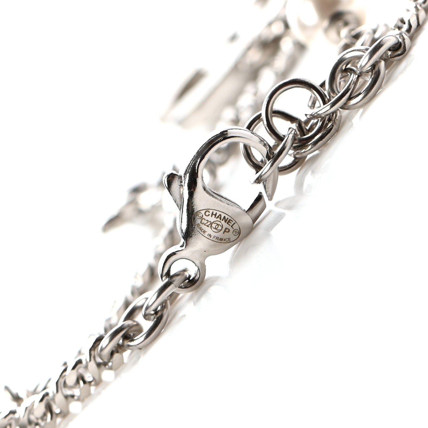 Pearl Crystal CC Bracelet Silver