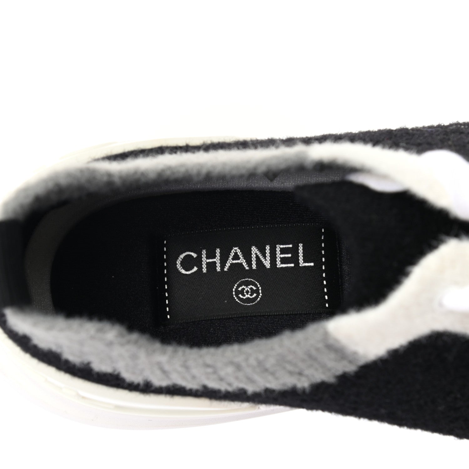 Chanel Mixed Fabrics Knit Sneakers 40 Black Grey White 6 of 7