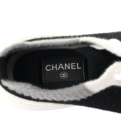 Chanel Mixed Fabrics Knit Sneakers 40 Black Grey White 6 of 7