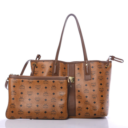 MCM Visetos Medium Liz Reversible Shopper Tote Cognac 3 of 10