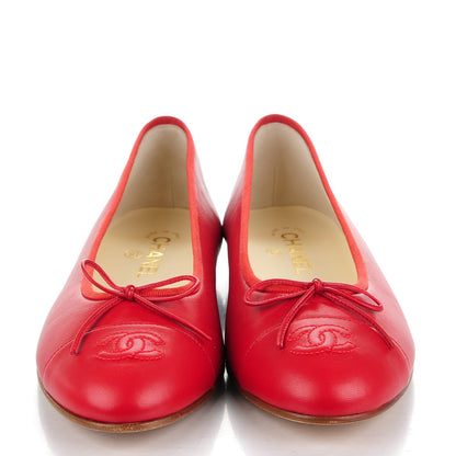 Chanel Lambskin Cap Toe Ballerina Flats 41.5 Dark Red 2 of 9