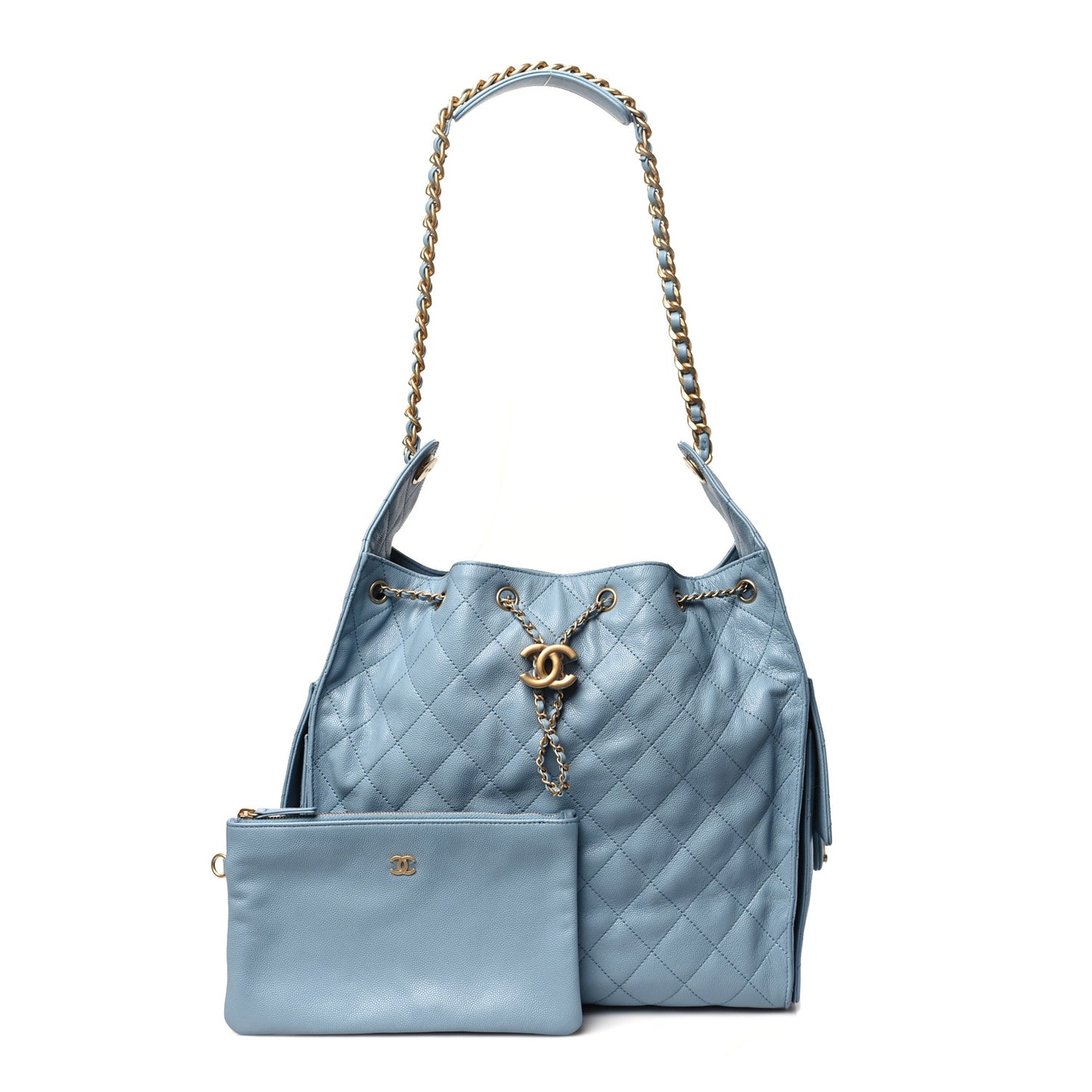 Caviar Quilted Medium Chanel 25 Handbag Blue