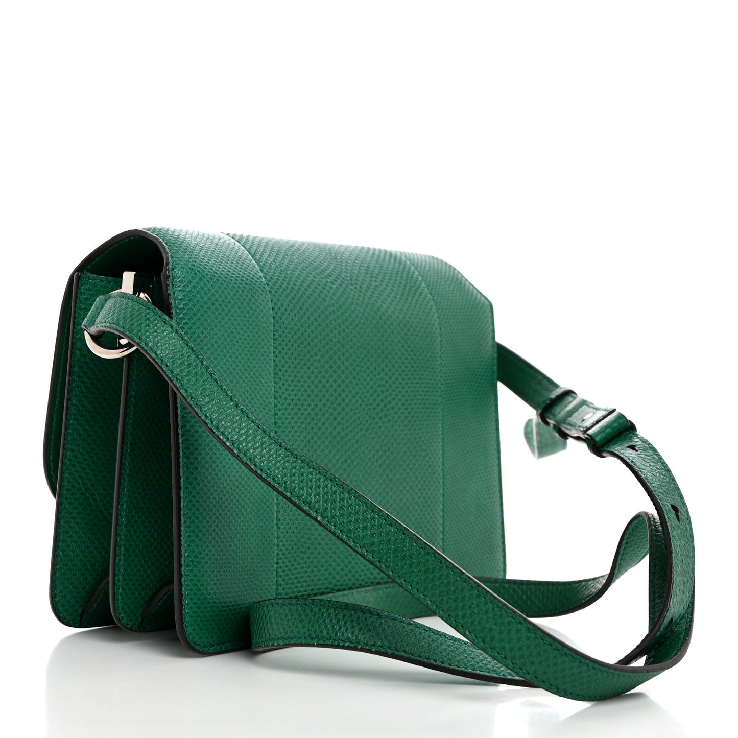 Calfskin Reptile Embossed Joanne Crossbody Emerald Green