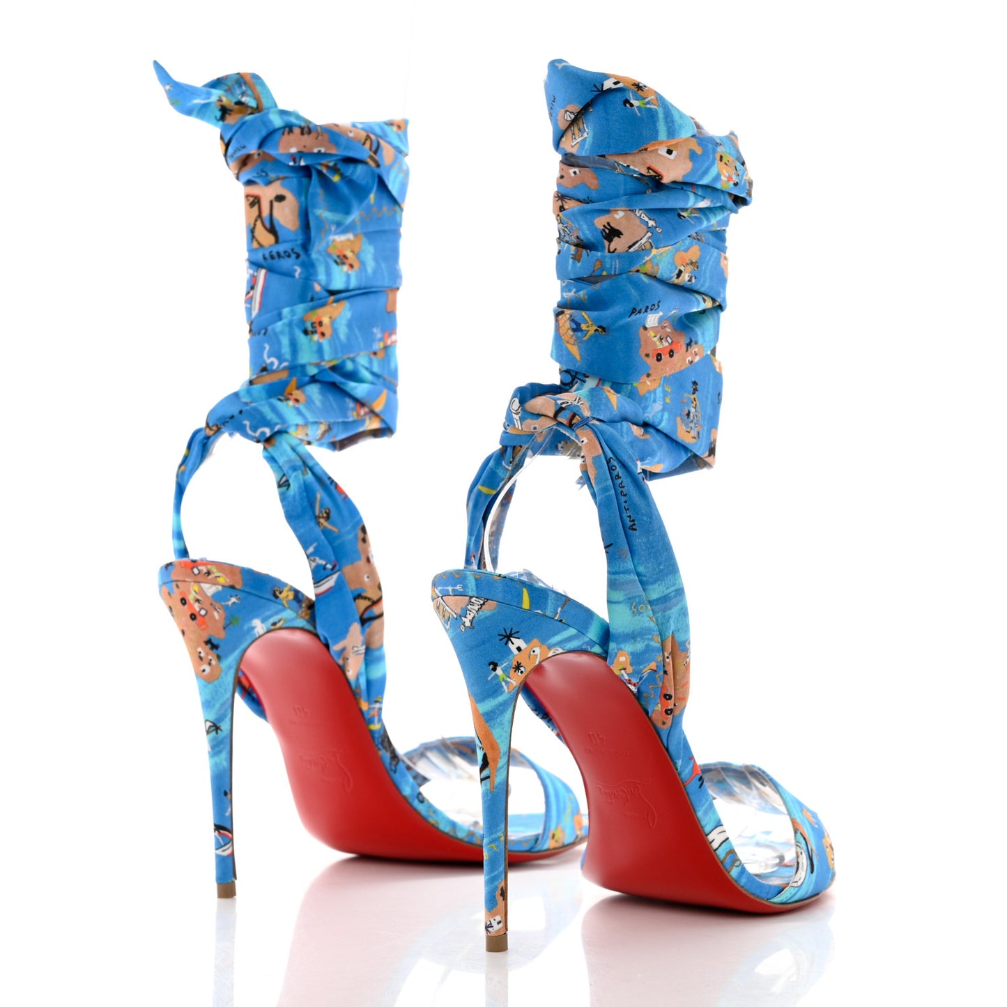 Crepe Satin Greekaba Du Desert 100 Sandal 40 Blue Multicolor