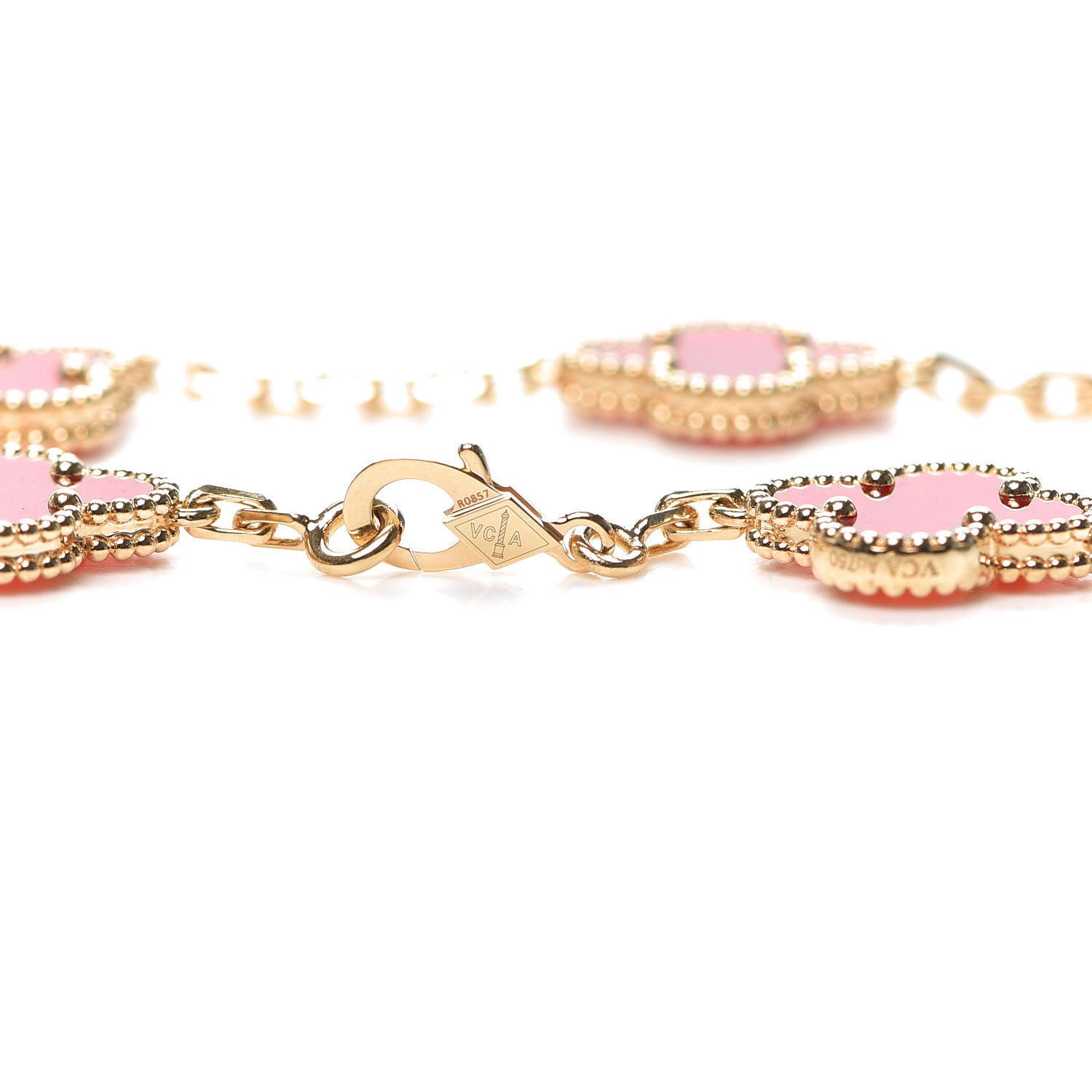 Van Cleef & Arpels 18K Yellow Gold Carnelian 5 Motifs Vintage Alhambra Bracelet 4 of 7
