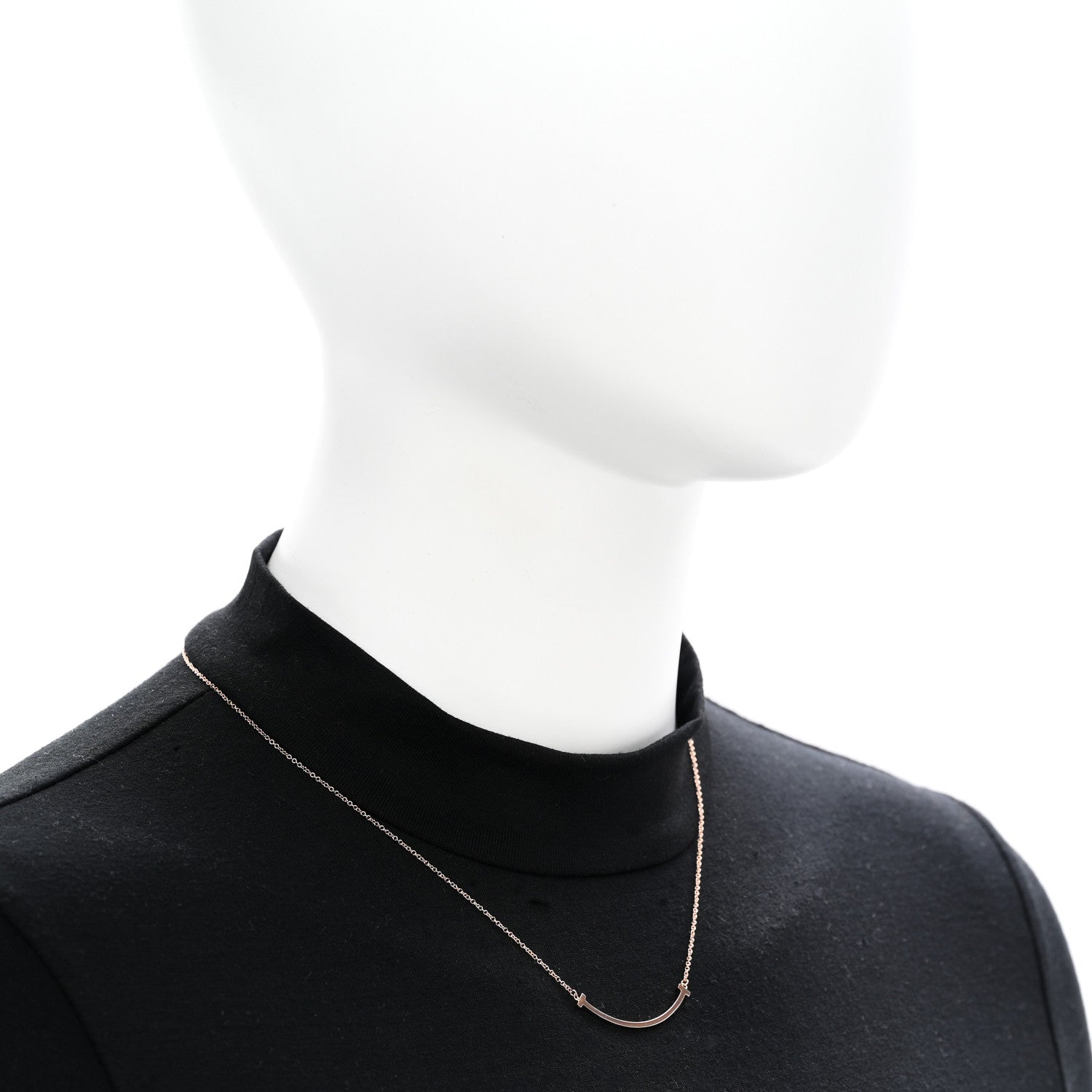 Tiffany 18K Rose Gold Small T Smile Pendant Necklace 2 of 6