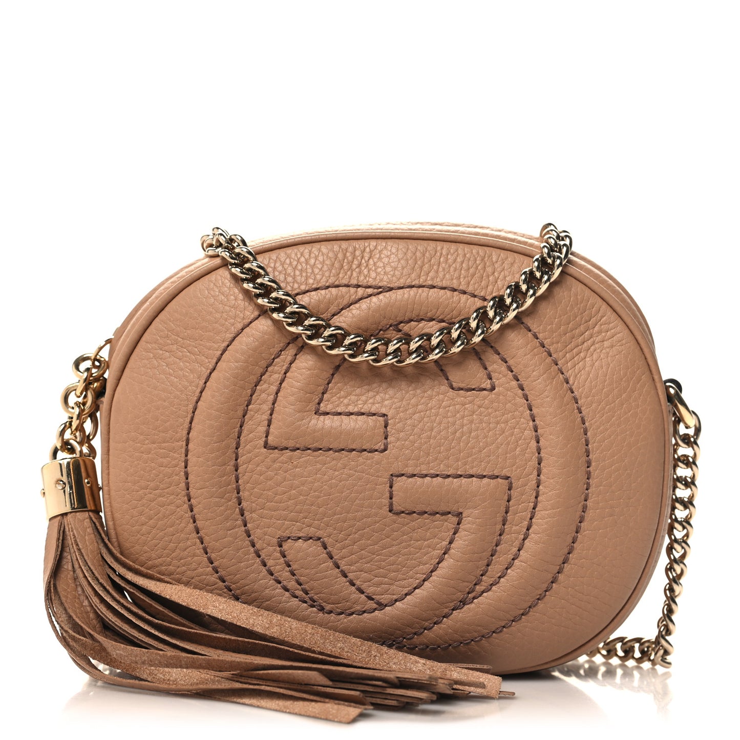 Pebbled Calfskin Mini Soho Chain Bag Camelia