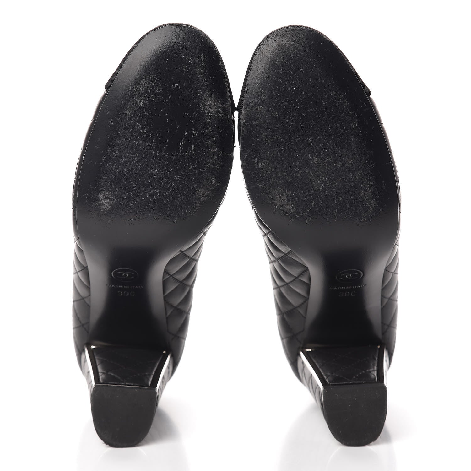 Chanel Lambskin Grosgrain Quilted Cap Toe CC Pumps 39 Black 7 of 15