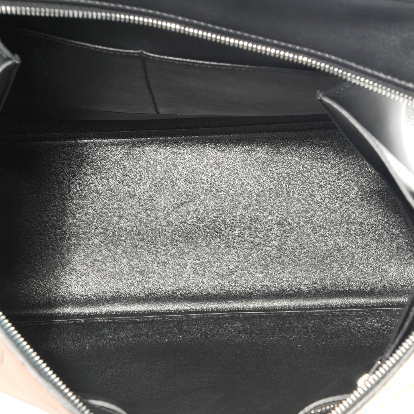 Leather Medium Bi-Color Edge Shoulder Bag Black Nude