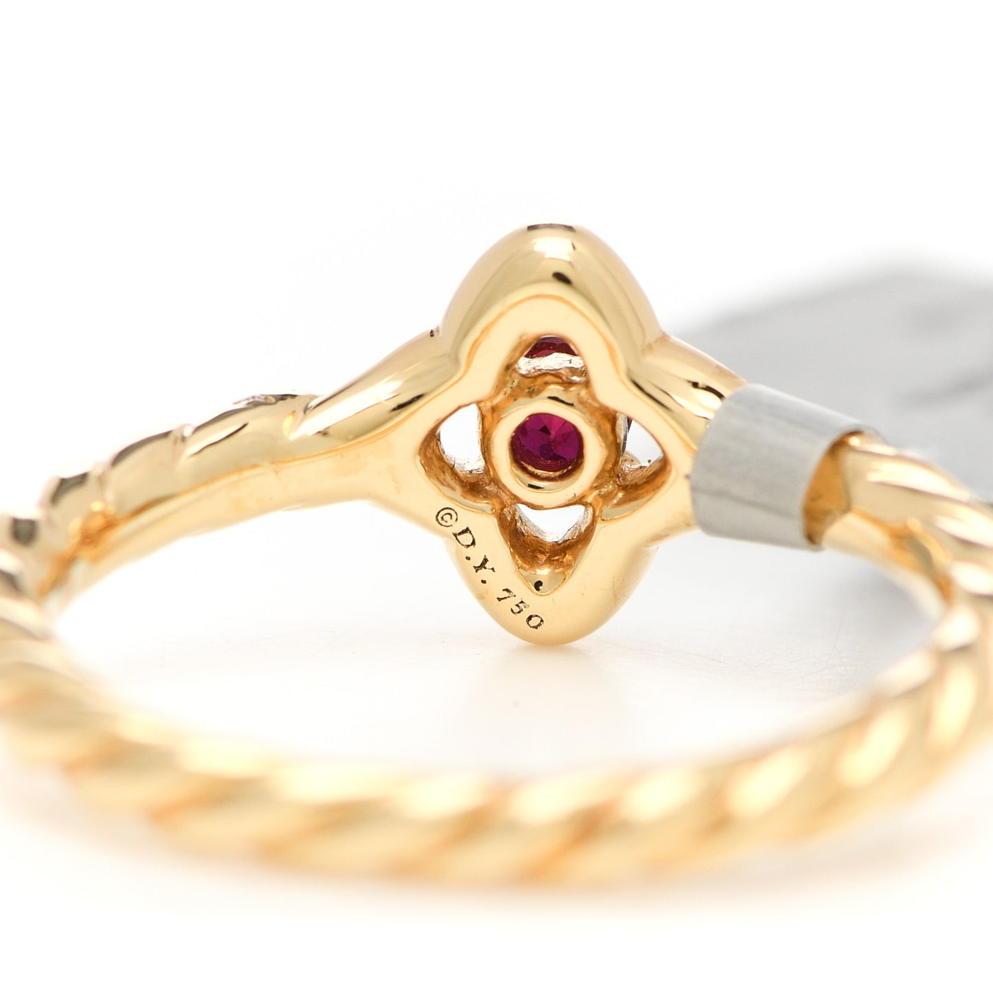 18K Yellow Gold Diamond Ruby 5mm Venetian Quatrefoil Ring 52 6