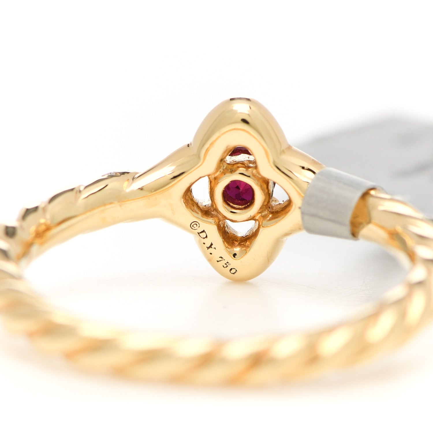 David Yurman 18K Yellow Gold Diamond Ruby 5mm Venetian Quatrefoil Ring 52 6 4 of 4