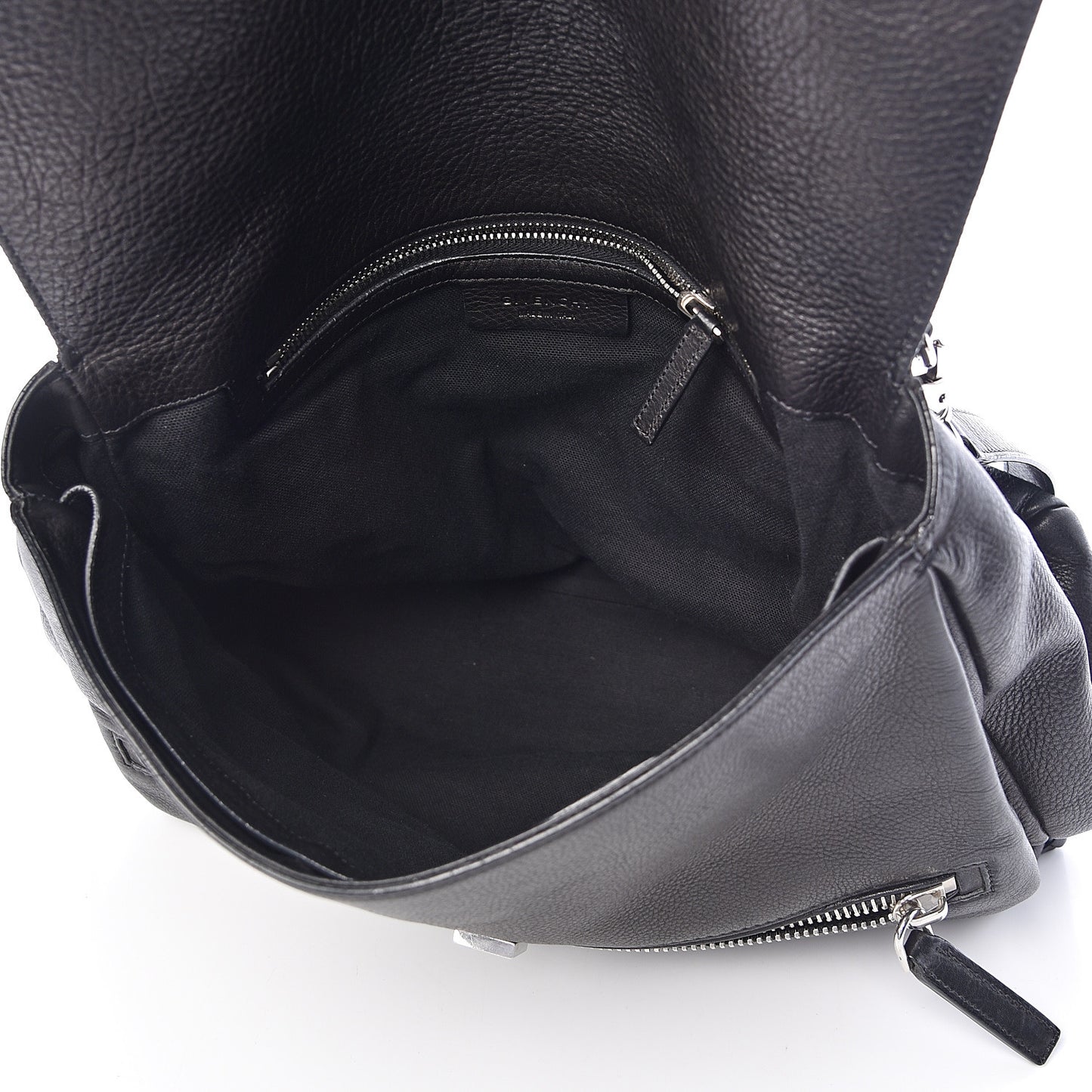 Waxy Grained Calfskin Medium Pandora Pure Flap Bag Black