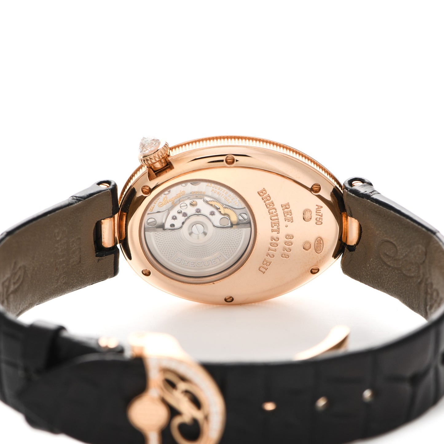 18K Rose Gold Alligator Diamond Bezel Mother of Pearl 25mm Reine de Naples Automatic Watch 8928BB/5P/944