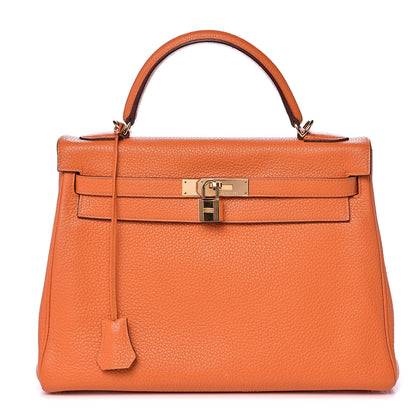 Hermes Taurillon Clemence Kelly Retourne 32 Orange 1 of 33
