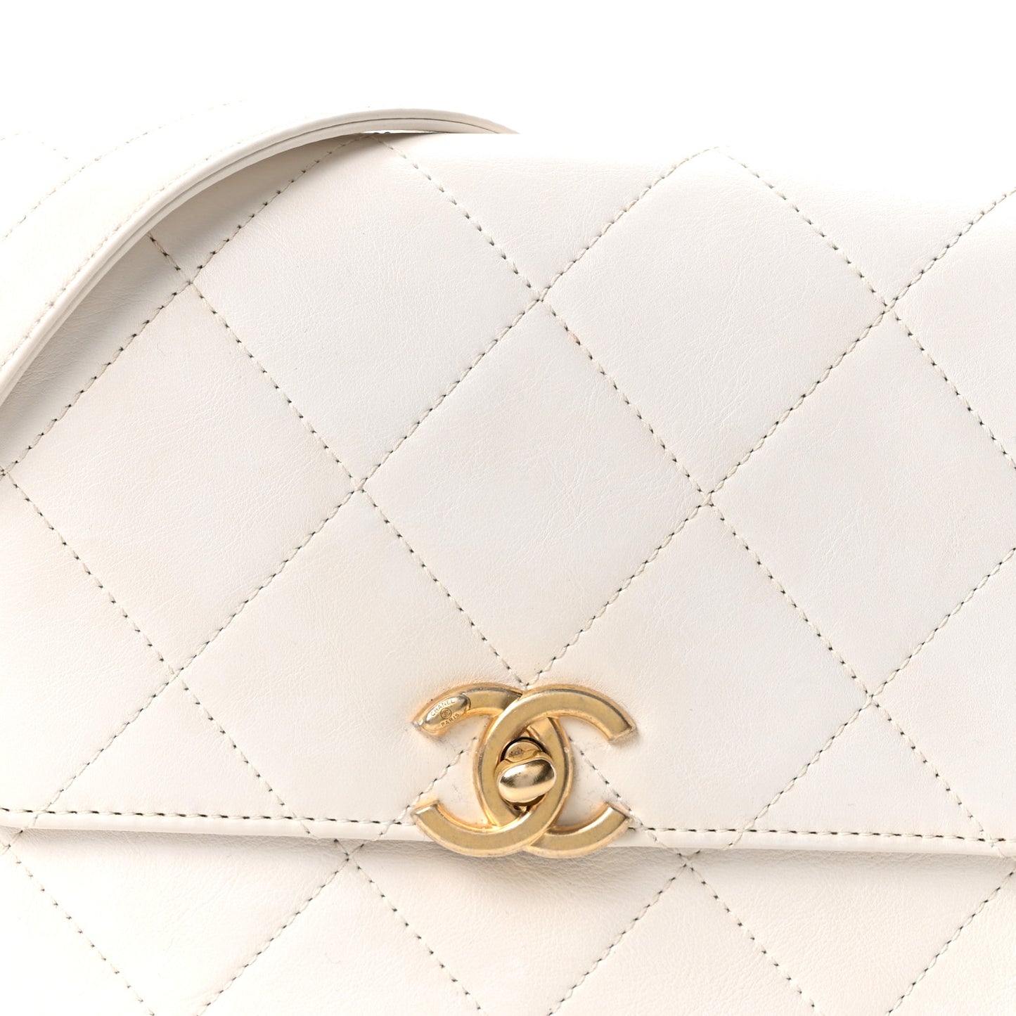 Calfskin Quilted Small Framing Chain Flap Bag White
