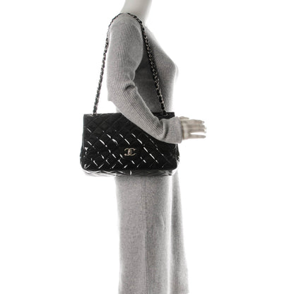 Chanel Patent Quilted Jumbo Double Flap Black 2 of 7