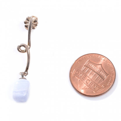 Tiffany Sterling Silver Blue Lace Agate Twirl Drop Earrings 2 of 4