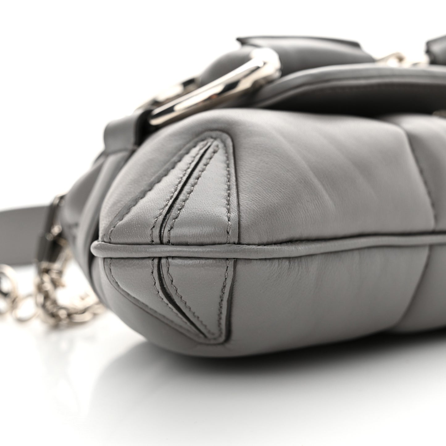 Nappa Vertical Matelasse Small Maxi Horsebit Chain Shoulder Bag Gray