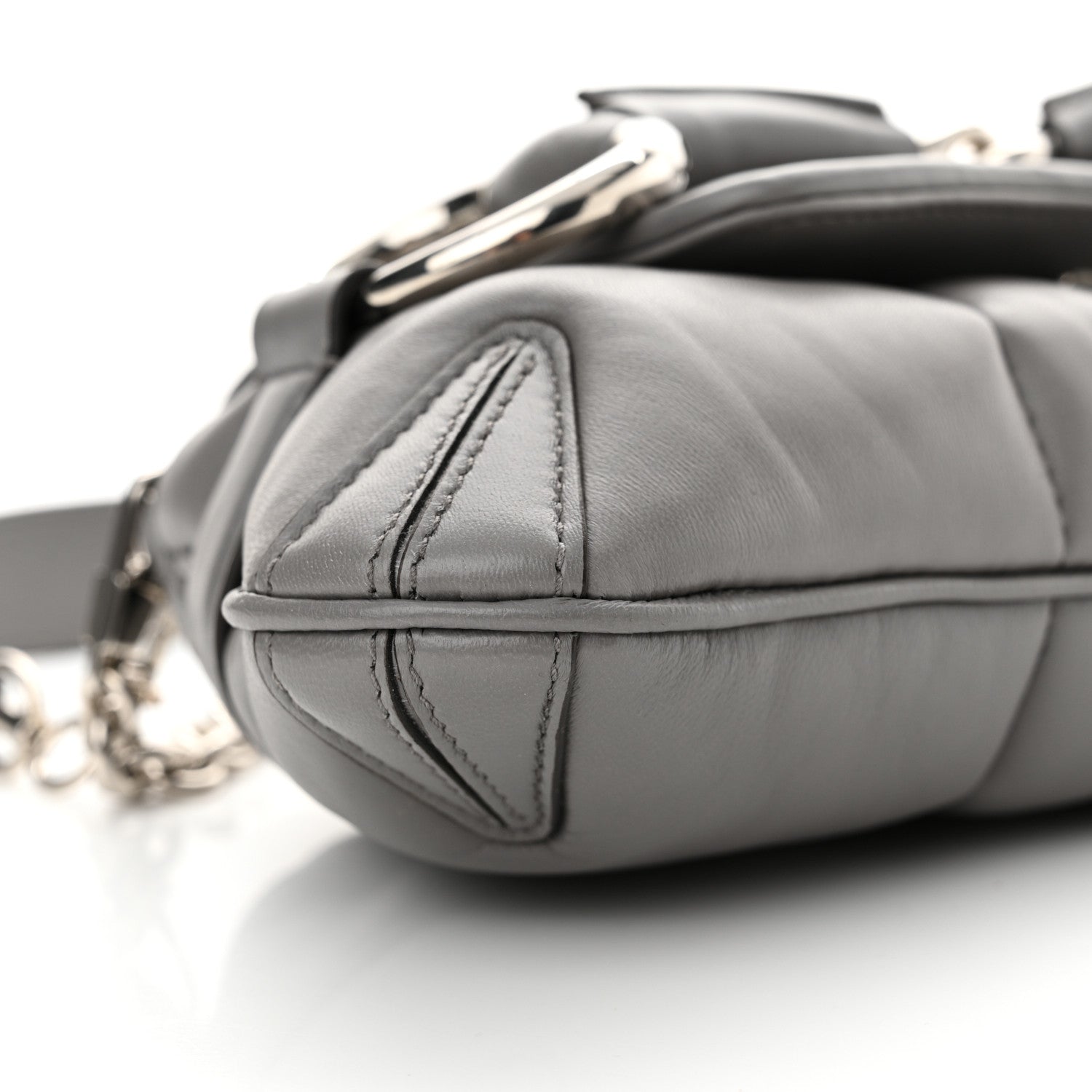Gucci Nappa Vertical Matelasse Small Maxi Horsebit Chain Shoulder Bag Gray 9 of 12