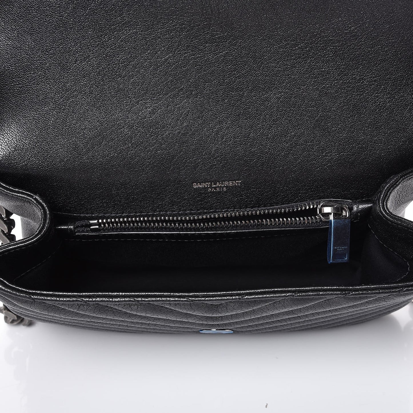 Sheepskin Matelasse Chevron Monogram Medium College Bag Black