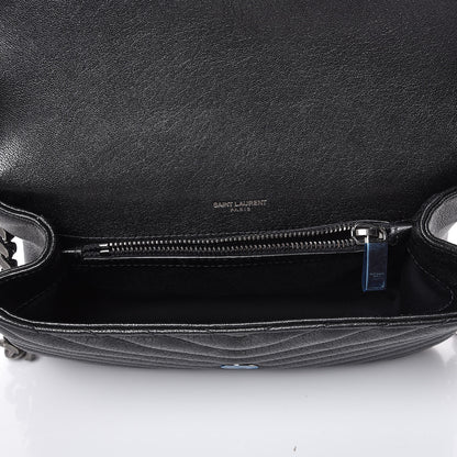 Saint Laurent Sheepskin Matelasse Chevron Monogram Medium College Bag Black 5 of 7