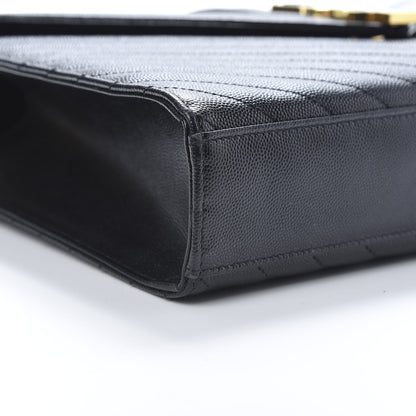 Saint Laurent Grain De Poudre Matelasse Chevron Large Monogram Satchel Black 9 of 10