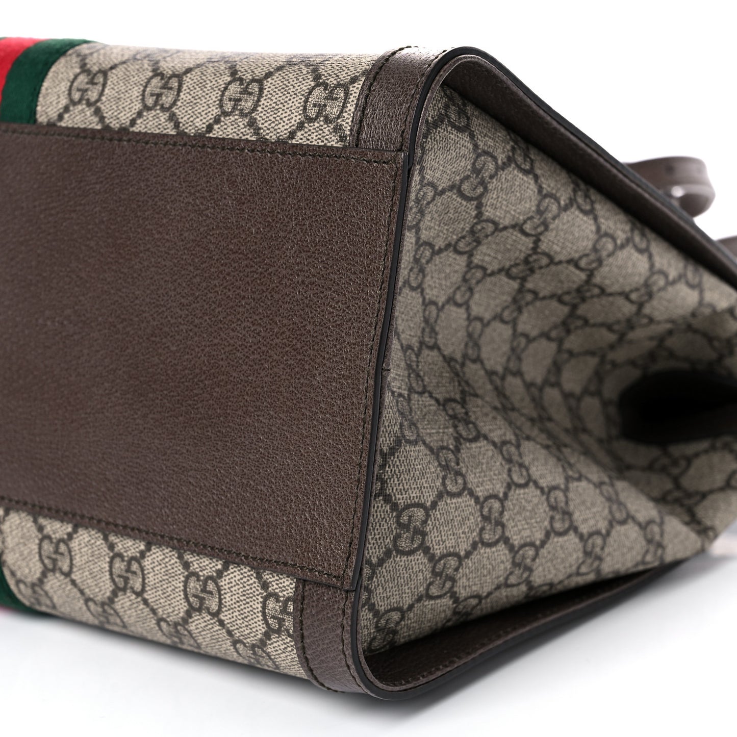 GG Supreme Monogram Web Medium Ophidia Tote Bag Brown